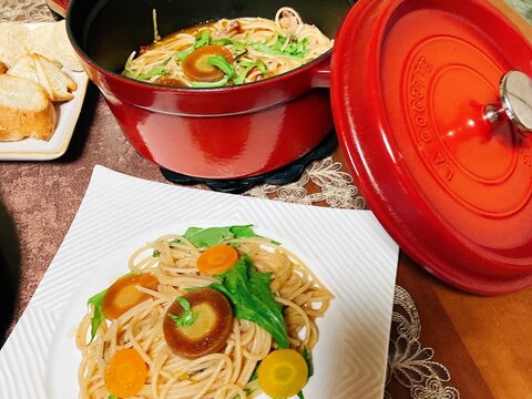 ストウブ鍋でワンポットパスタ